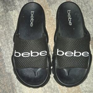 Bebe soft signature mesh black and white slides